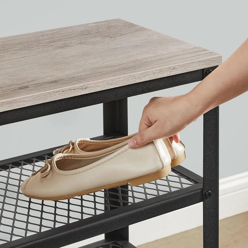 E1078 GREY cipősszekrény, szürke, 2 polcos