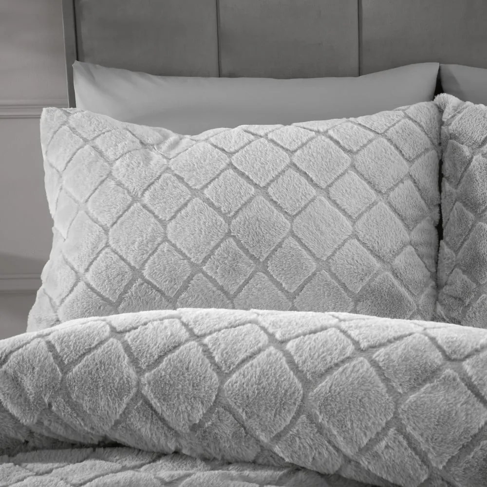 Szürke kétszemélyes mikroplüss ágyneműhuzat 200x200 cm Cosy Diamond – Catherine Lansfield