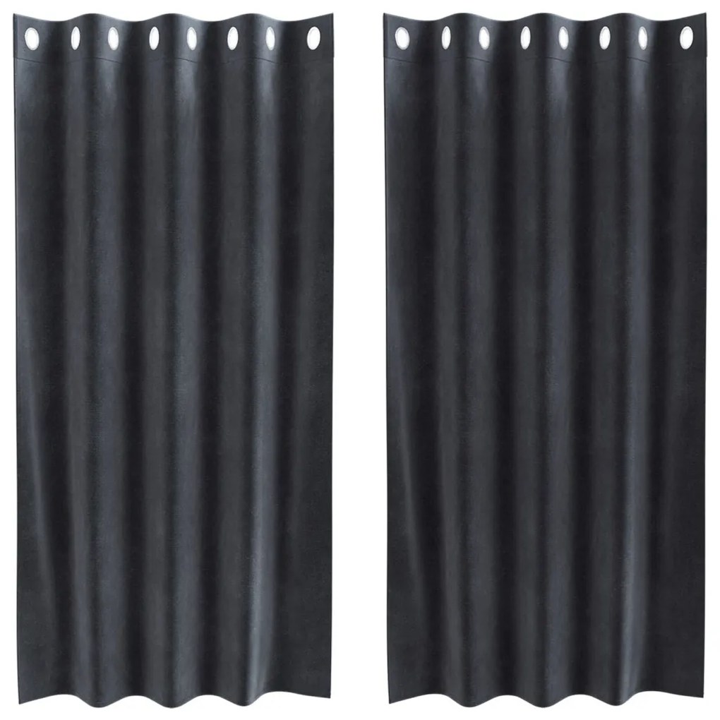 Függönyök függönyökkel 2 pcs Sötétszürke 140 x 175 cm Bársony