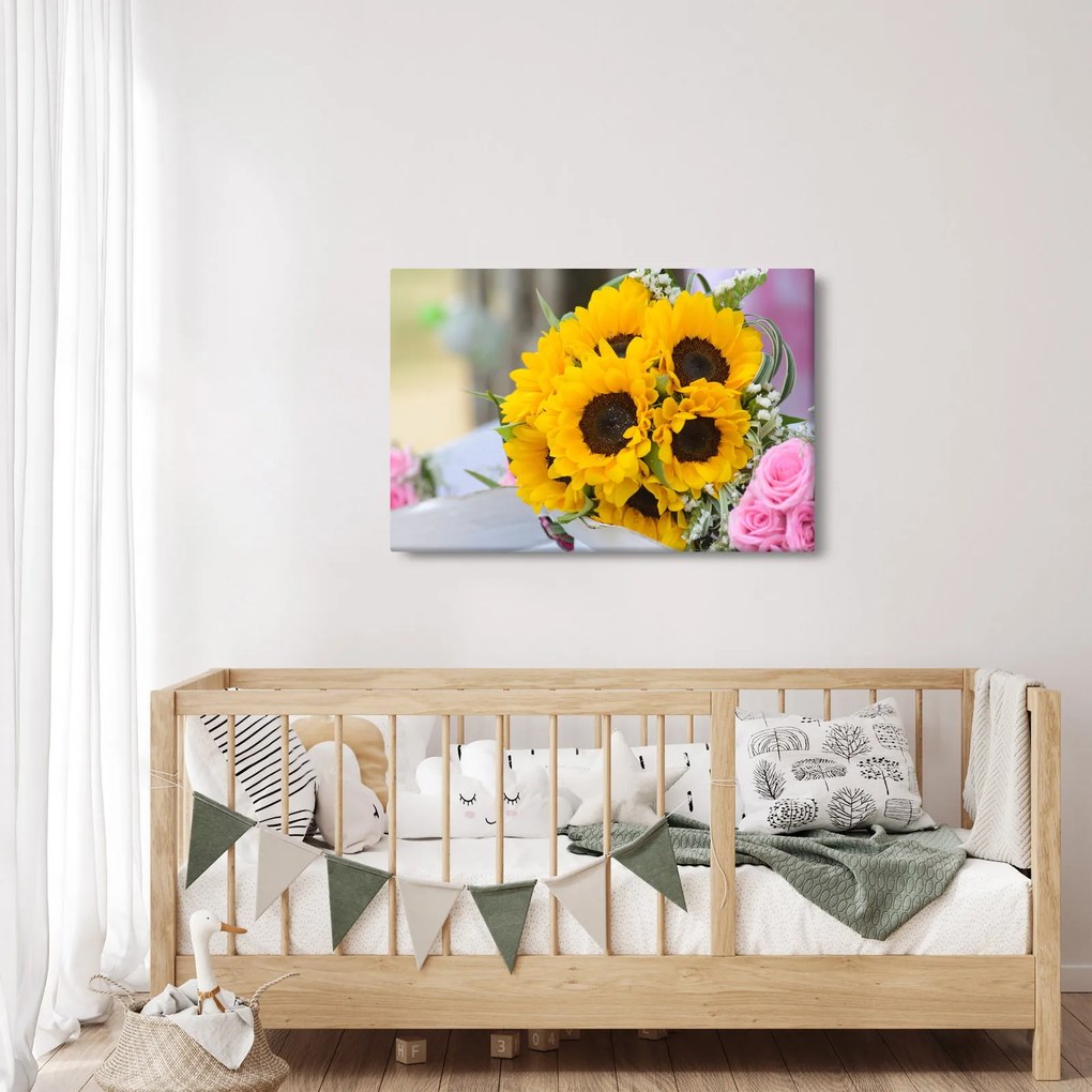 Napraforgós esküvői csokor képe (90x60 cm)