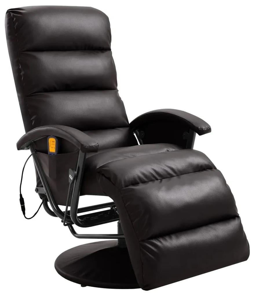 vidaXL barna dönthető, masszírozó műbőr TV-fotel