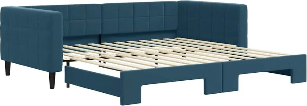 vidaXL kék kihúzható bársony heverő 100 x 200 cm