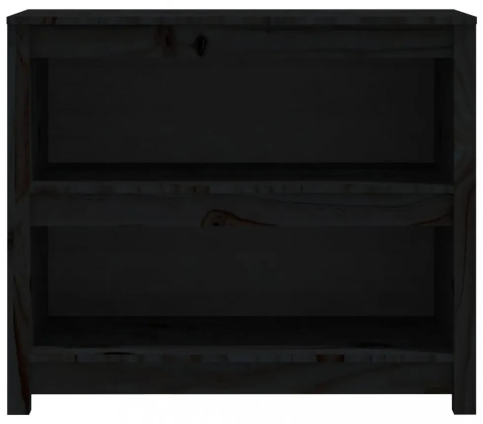 fekete tömör fenyőfa könyvszekrény 80x35x68 cm