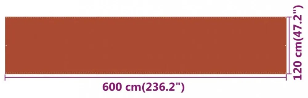 narancssárga HDPE erkélytakaró 120 x 600 cm