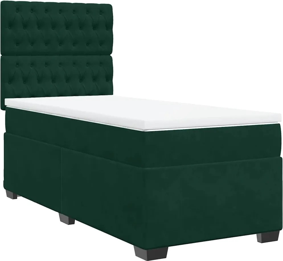 vidaXL sötétzöld bársony rugós ágy matraccal 80 x 200 cm