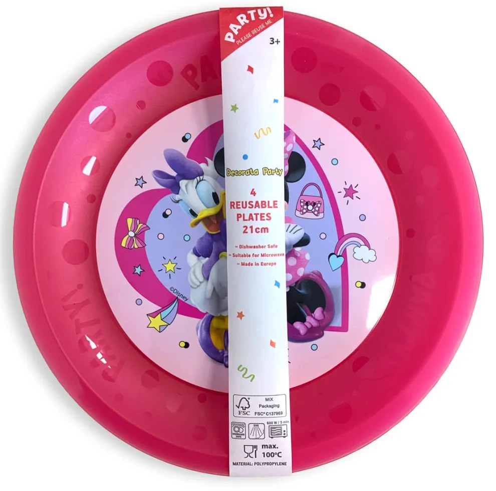 Disney Minnie Makes Me Smile micro prémium műanyag lapostányér 4 db-os szett 21 cm