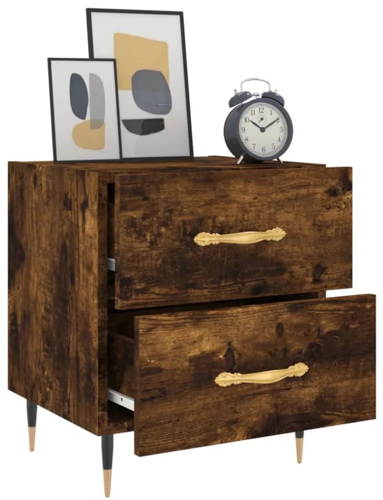 füstös tölgy színű szerelt fa éjjeliszekrény 40 x 35 x 47,5 cm