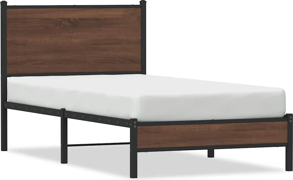 vidaXL barna tölgy színű fém ágykeret matrac nélkül 80 x 200 cm