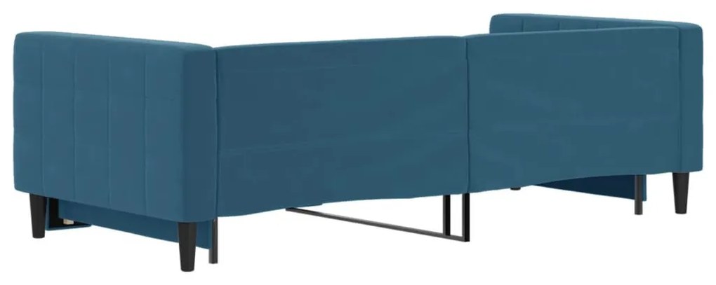 kék kihúzható bársony heverő 90 x 200 cm