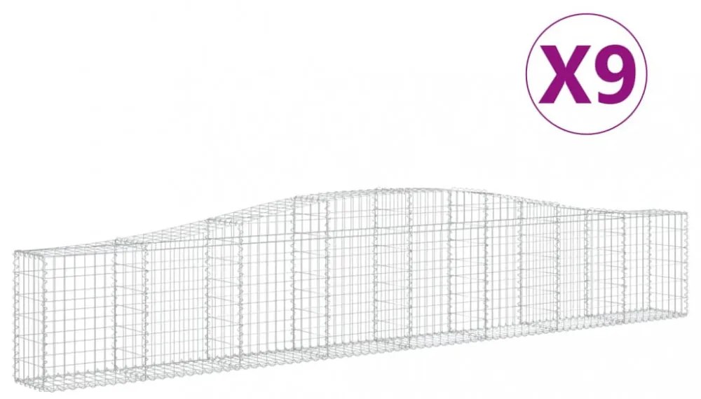 9 db íves horganyzott vas gabion kosár 400x30x60/80 cm