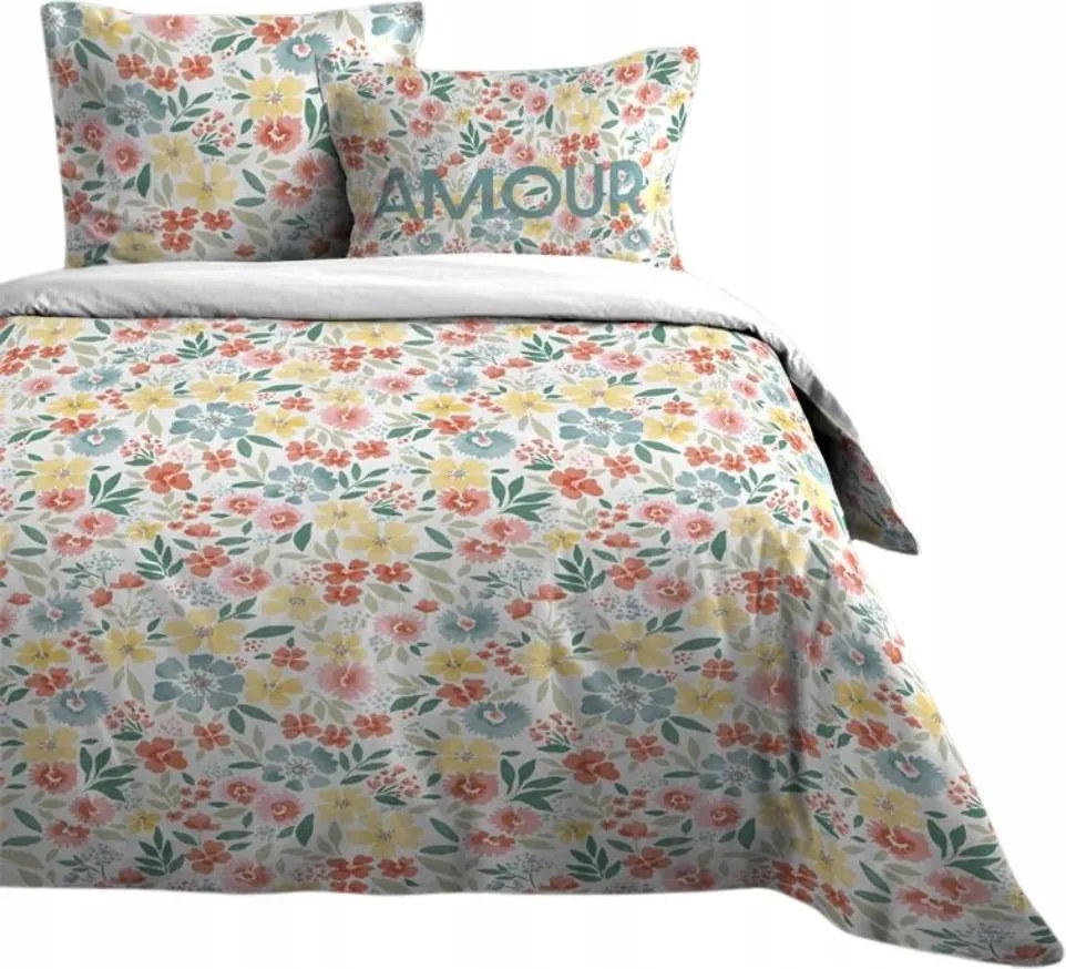 Pamut Ágyneműhuzat Kétszemélyes Ágyneműhuzat Garnitúra Színes Virágokkal 240 x 220