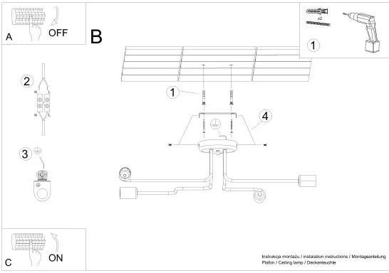 Sollux SL.1442 - Felületre szerelhető csillár VECTOR 4xE27/15W/230V fehér