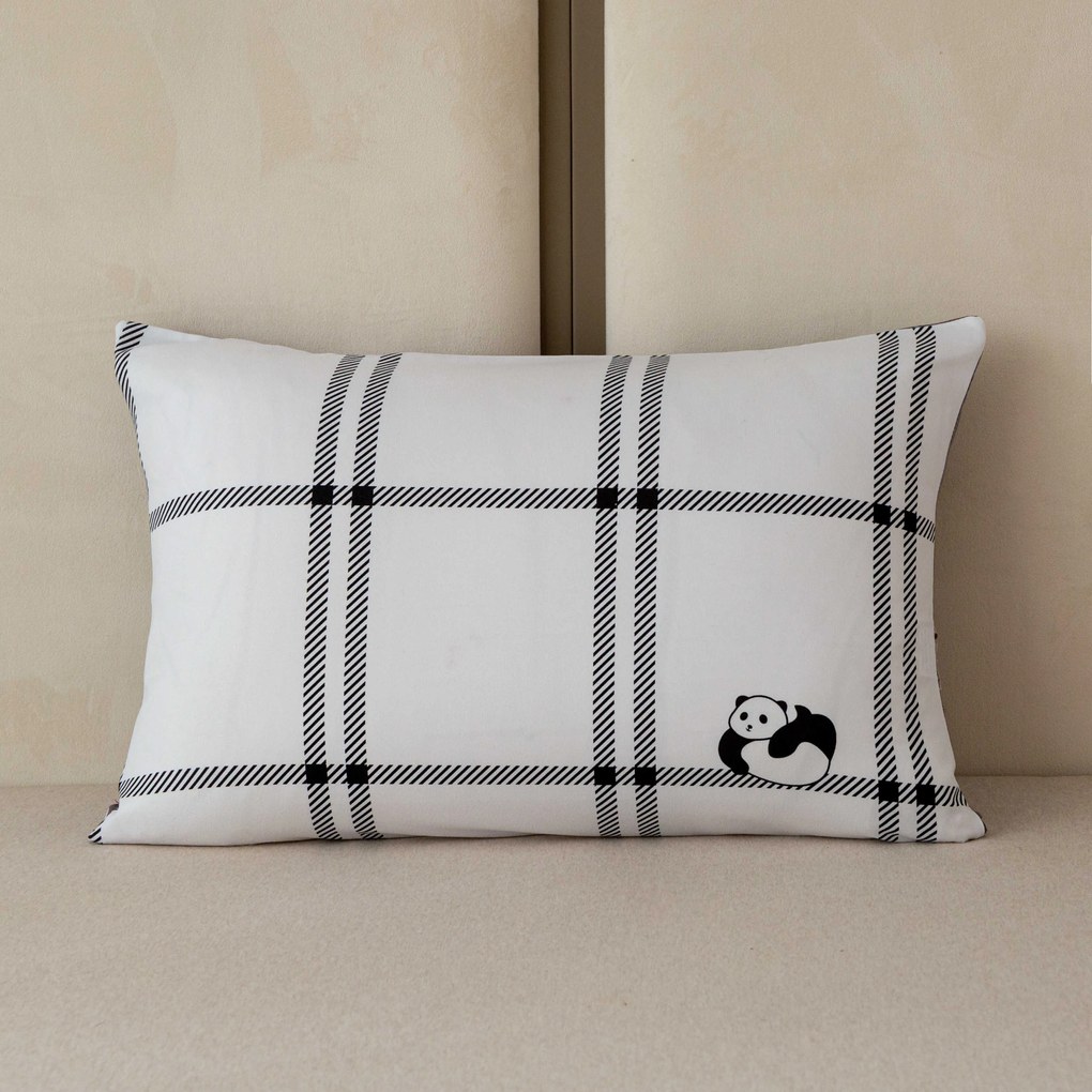 Flanel párnahuzat CUTE PANDA 50x70 cm, fehér