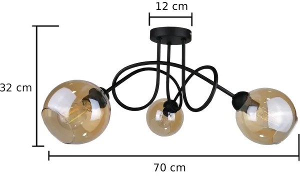 Felületre szerelhető csillár VENUS BLACK 3xE27/60W/230V