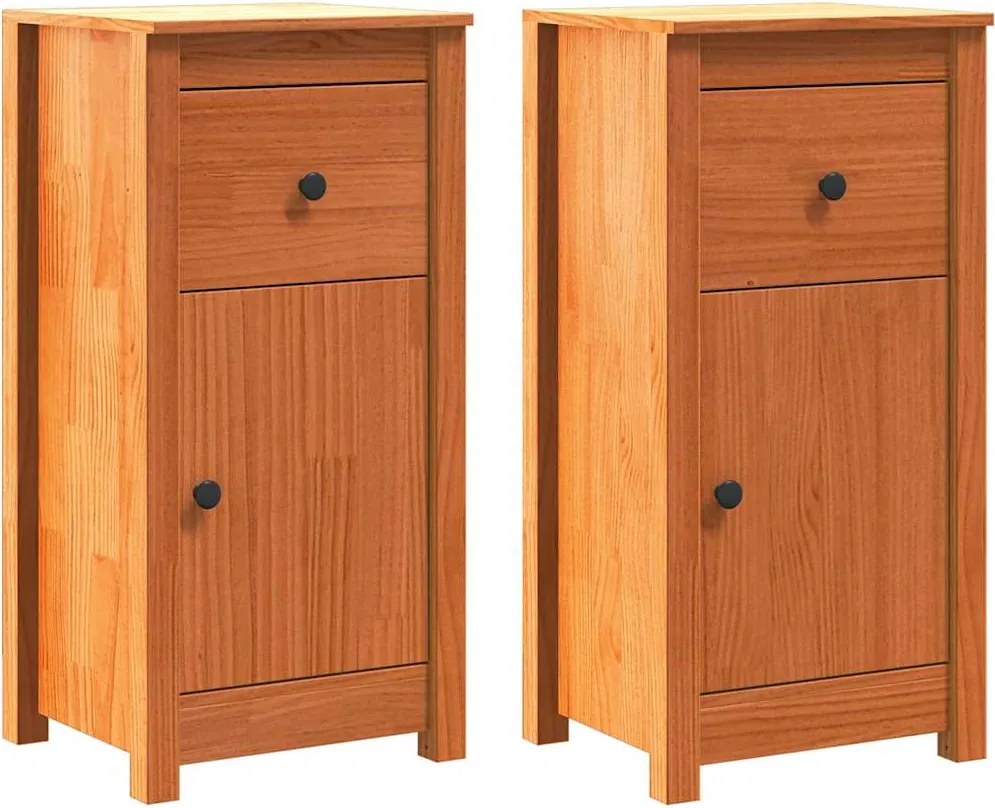 vidaXL Széf fiókkal 2 pcs Faggyú barna 39 x 34,5 x 80 cm Tömör fenyőfa