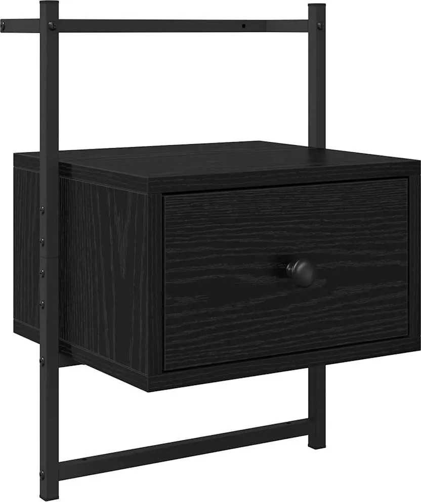vidaXL Éjjeliszekrény fiókkal Fekete tölgy 35 x 30 x 51 cm Faanyag