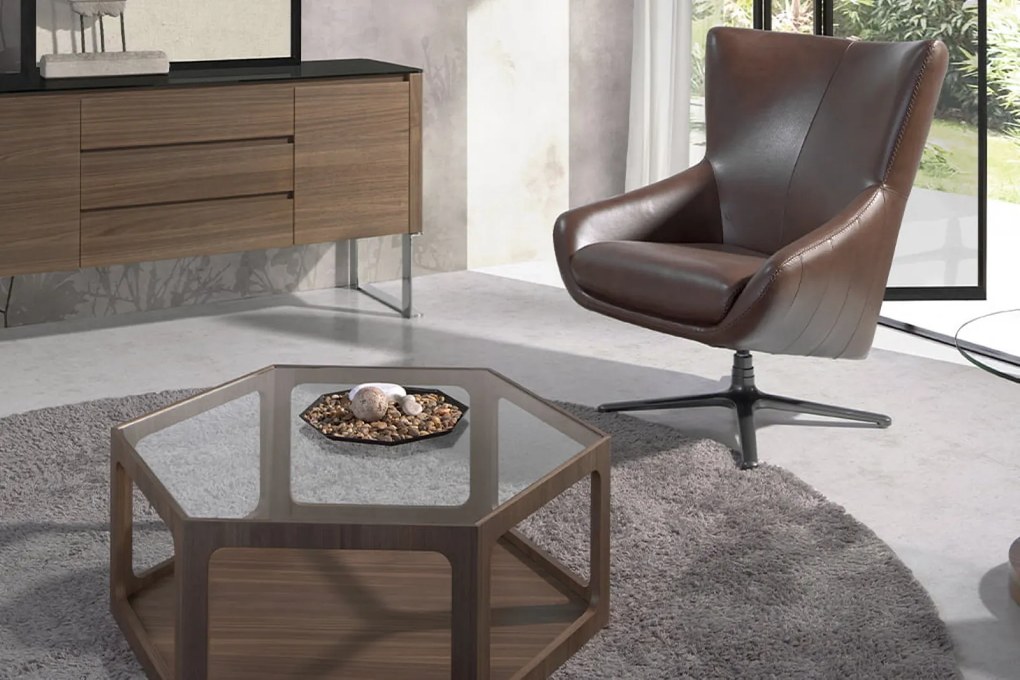 CASCADE design bőr fotel - konyak