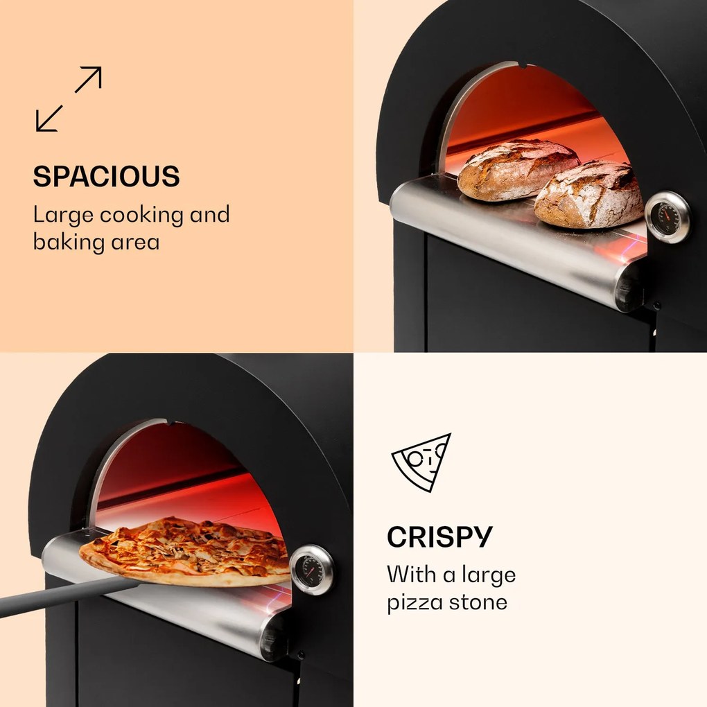 Klarstein Diavolo Napoletana, pizzakemence, faszénhez, rozsdamentes acél
