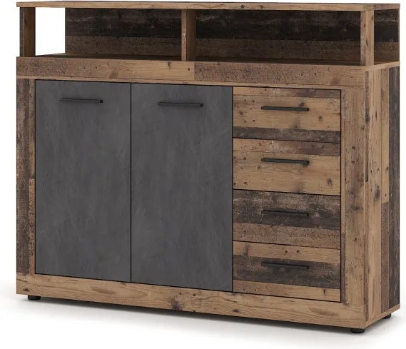 Komód 2 ajtóval és 4 fiókkal Old Style Dark / Matera színkombinációban – LUNA MIDI A