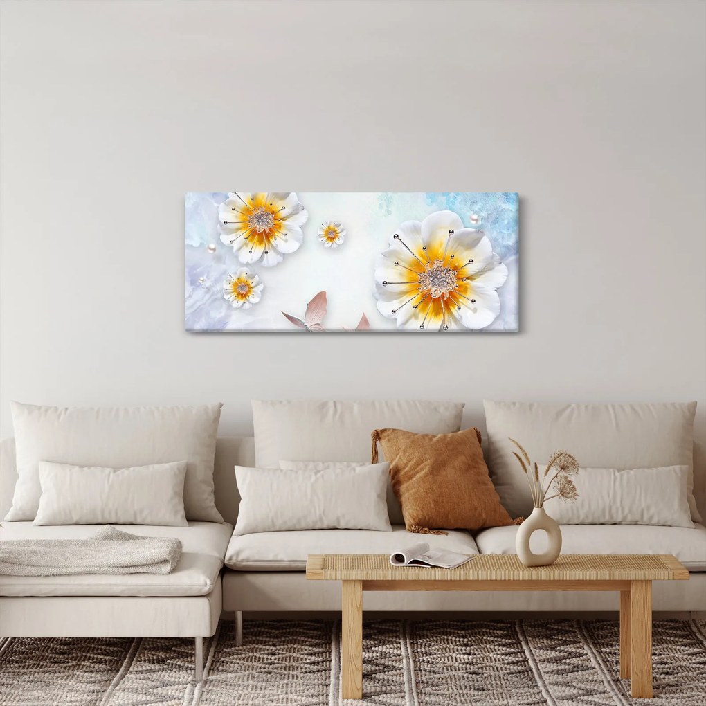 Kép - Kompozíció virágokkal és pillangókkal (120x50 cm)