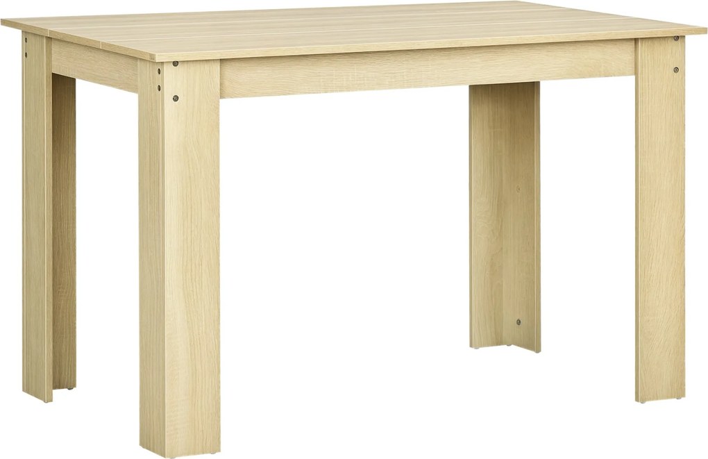 HOMCOM 4-6 Fős Étkezőasztal - Modern Stílusú, Téglalap Alakú Konyhai Asztal, 110 kg Teherbírás, 120 cm x 69 cm x 75 cm Tölgy | Aosom