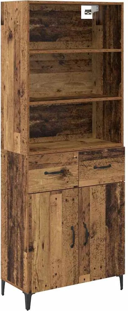 vidaXL Magasfiú fiókkal Öreg fa 69,5 x 34 x 180 cm Faanyag