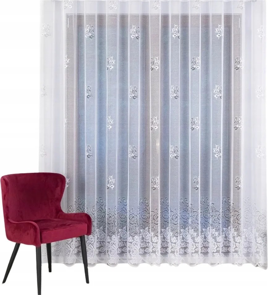 Finom Szalagfüggöny, Hosszú Rózsa Mintás Az Alján 150x215