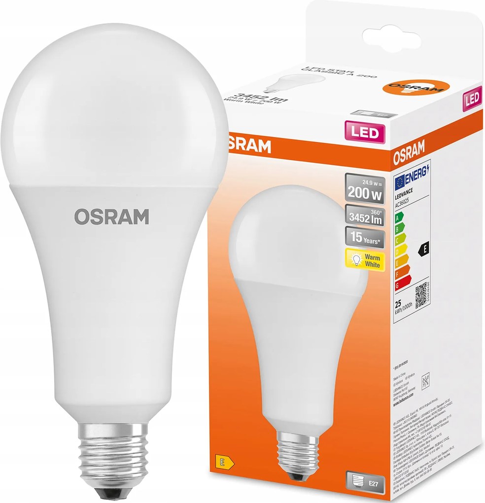 Led izzó E27 A60 24,9W 200W 3452lm 2700K Osram