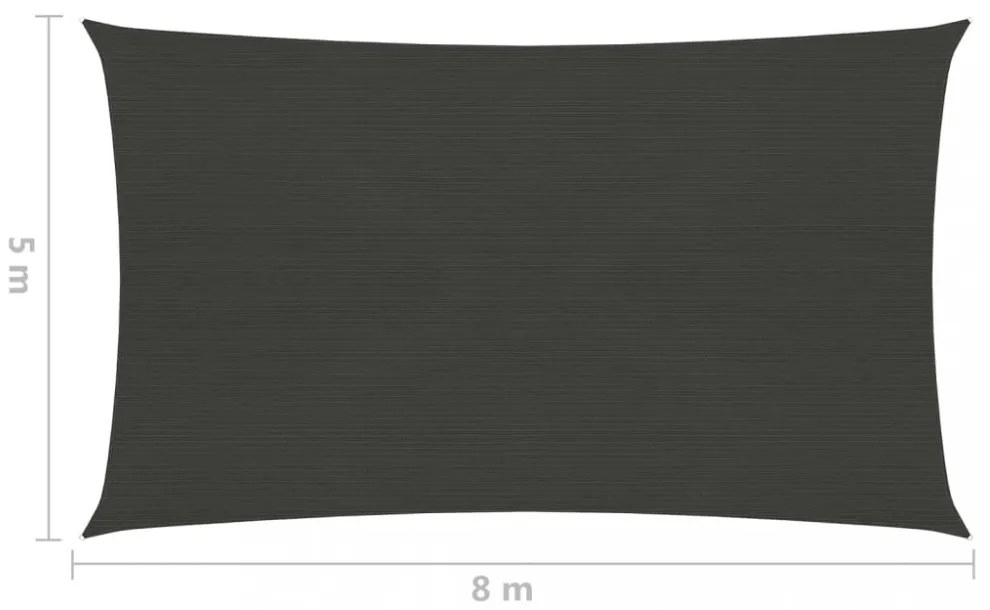 antracitszürke HDPE napvitorla 160 g/m² 5 x 8 m