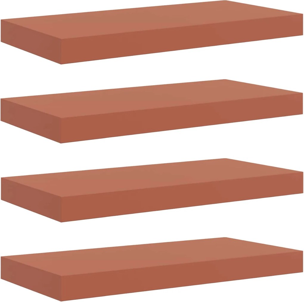 vidaXL Falpolc Falra szerelhető 4 pcs Piros 50 x 23 x 4 cm Faanyag