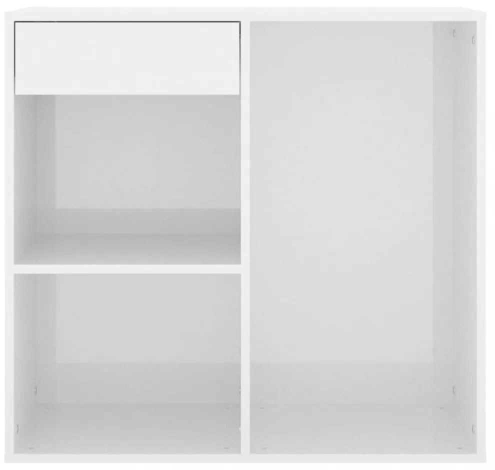 magasfényű fehér szerelt fa pipereszekrény 80 x 40 x 75 cm