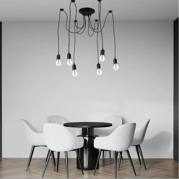 Tápkábel 6xE27/60W/230V pók fekete