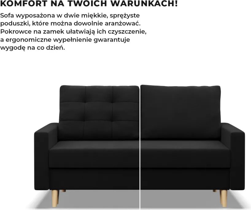 Etna kanapé, szövet anyag, hab töltet, fekete