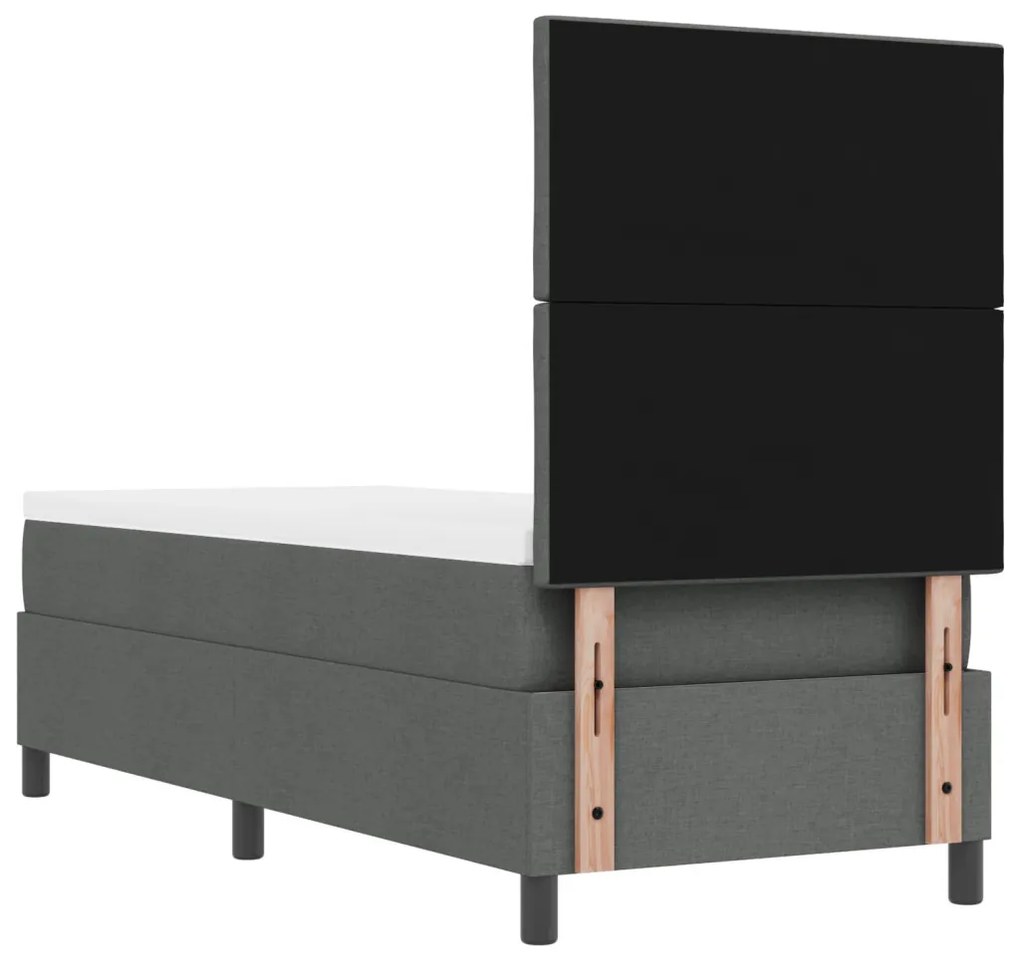 Rugós ágy matraccal és LED lámpával, sötétszürke, 80x200 cm szövet
