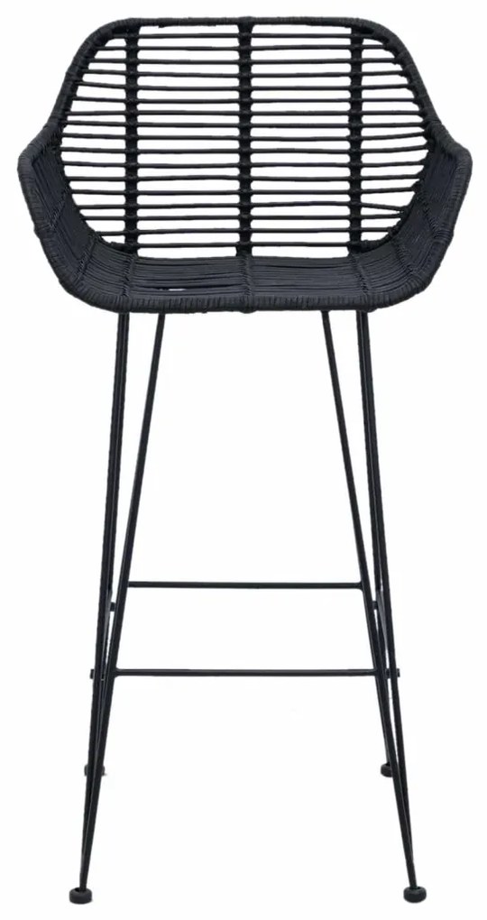Bárszék 2 pcs Fekete 55 x 52 x 92 cm Rattan és Vas