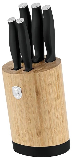 Matt fekete 6 részes késkészlet bambusz állvánnyal Berlinger Haus Matte Black