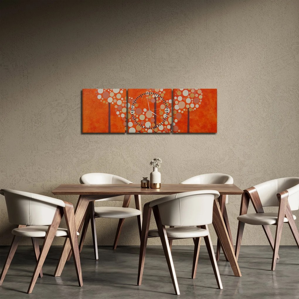 Kép - Narancssárga erdő (órával) (90x30 cm)