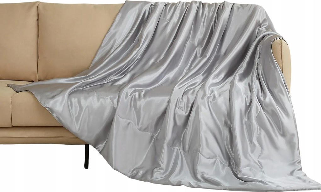 Luofanfei Szatén takaró 220x240 cm Kanapé Ágytakaró Fényes Szürke