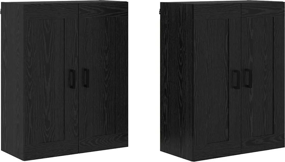 vidaXL Fali szekrény 2 pcs Fekete tölgy 69,5 x 34 x 90 cm Faanyag