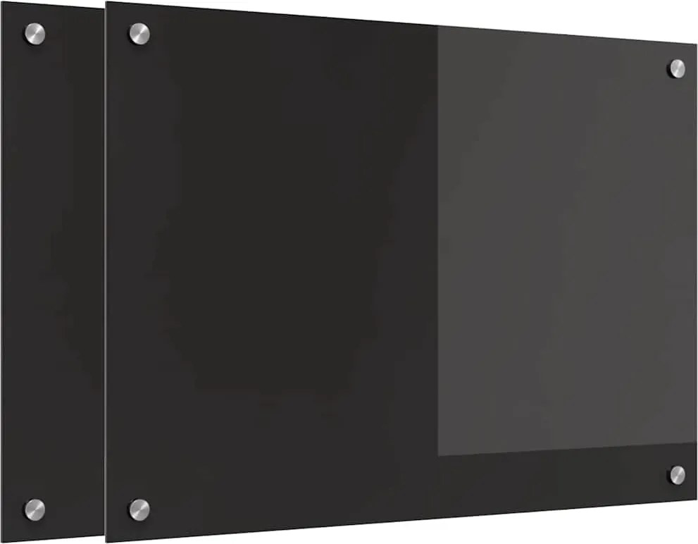 vidaXL Konyhai splashback 2 pcs Fekete 70 x 50 cm edzett üveg