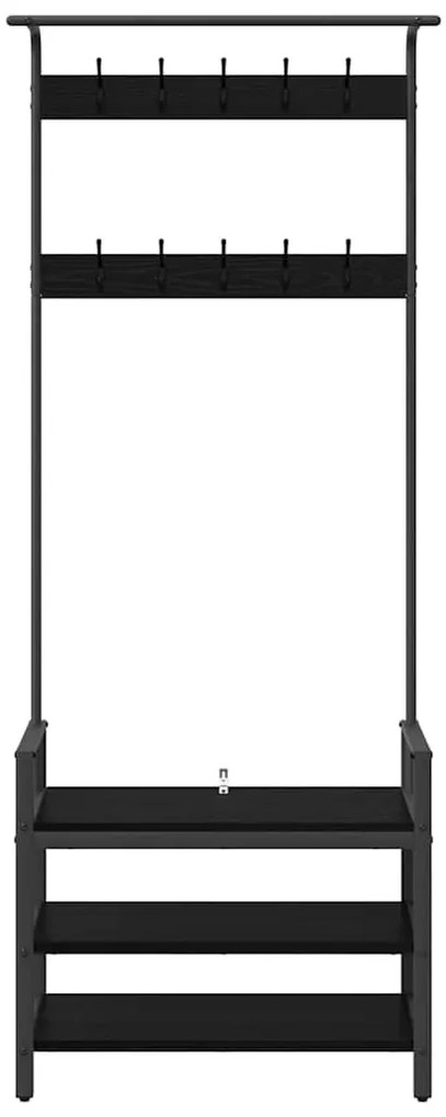 Kabáthorog polcokkal Musta tammi 75 x 34 x 184 cm Faanyag