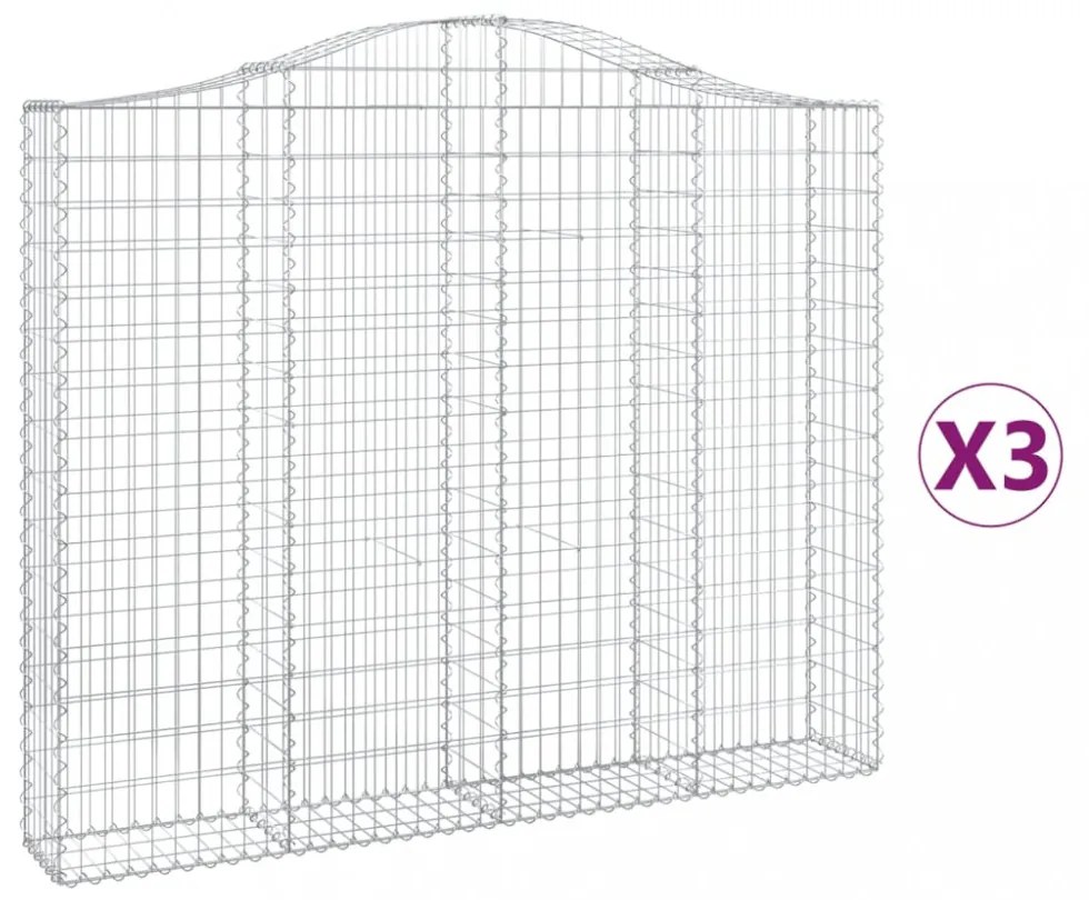 3 db íves horganyzott vas gabion kosár 200x30x160/180 cm