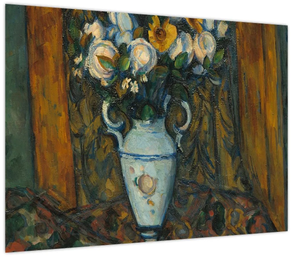 Üveg kép - Paul Cézanne, Vase of Flowers, reprodukciók (70x50 cm)