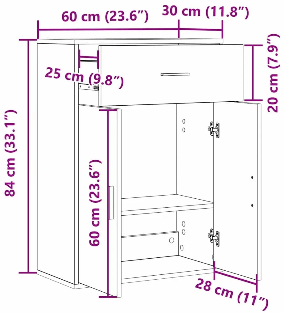 Széf fiókkal Musta tammi 79 x 38 x 80 cm Faanyag