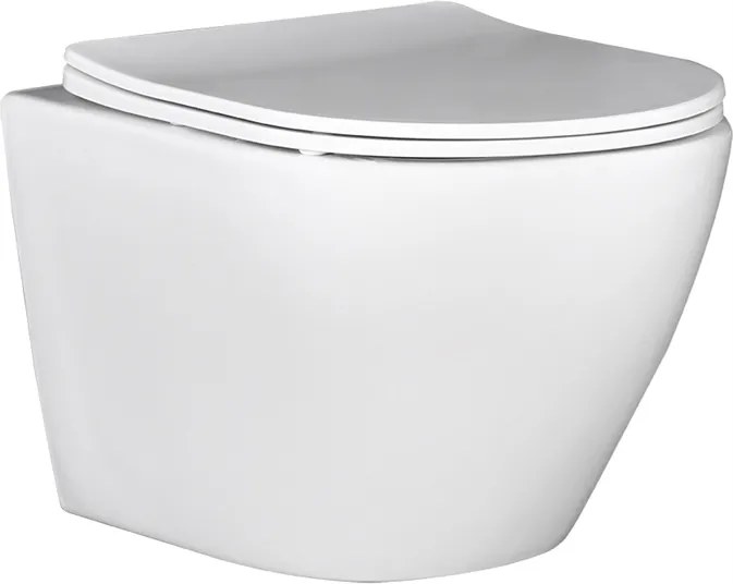 Akasztós WC-tál gallér nélküli, szabadon álló deszkával, fehér