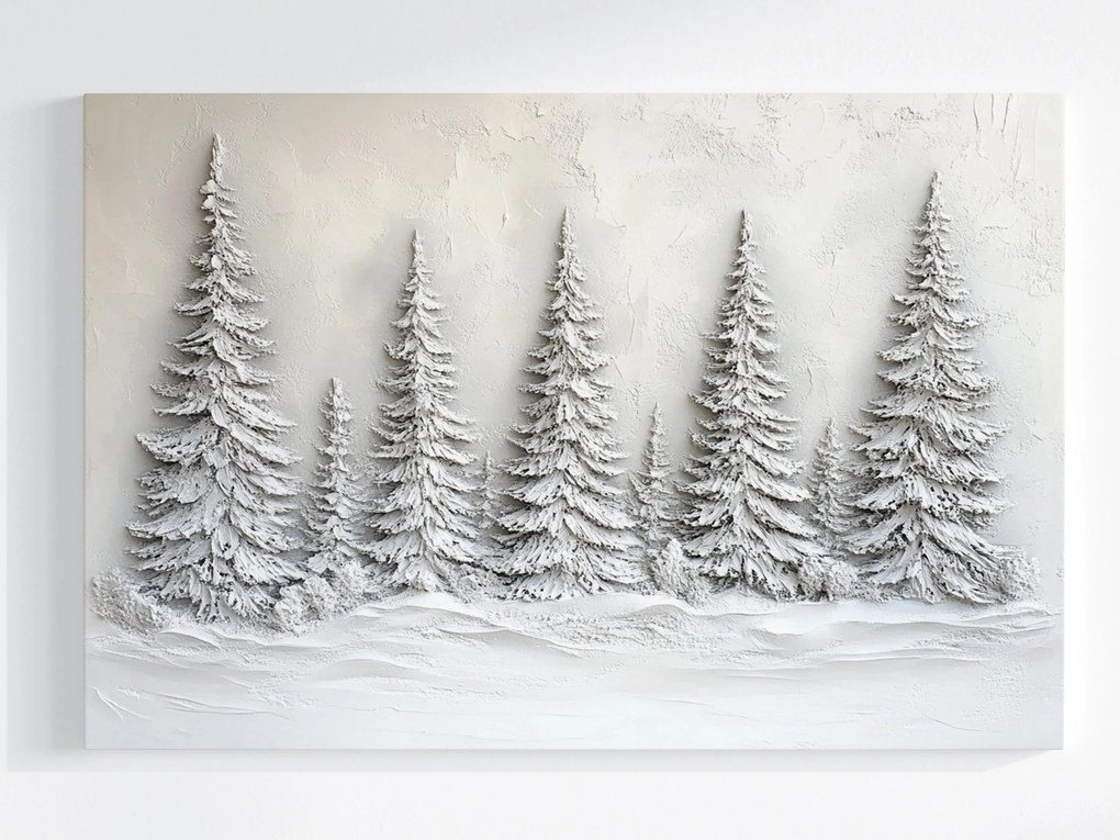 Vászonkép Canvas Szobor Gipsz Erdő Fák Lucfenyő Tél Hó 3D 60x40