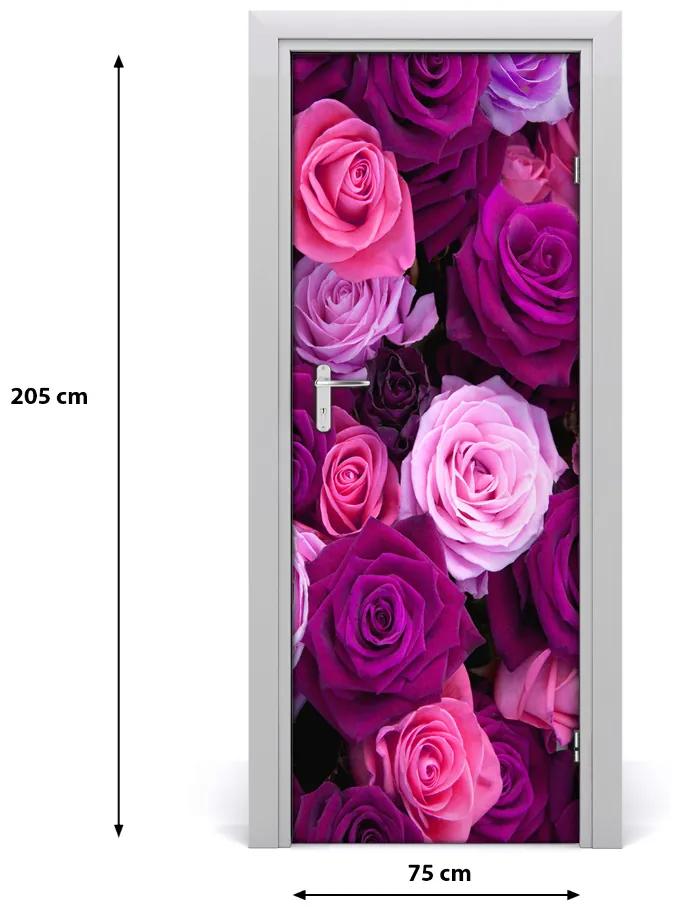 Fotótapéta ajtóra rózsaszín rózsa 85x205 cm