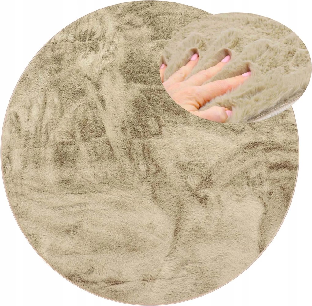 Plüss Szőnyeg Nyuszi Szőrme Puha Bársony Rabbit Bézs Kerek 100 cm