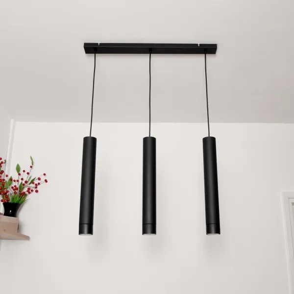 LED Csillár zsinóron TUBA 3xGU10/4,8W/230V fekete