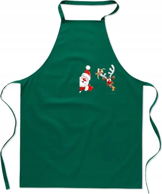 Karácsonyi kötény Konyhai nyomtatás Mikulás Rénszarvas Karácsony